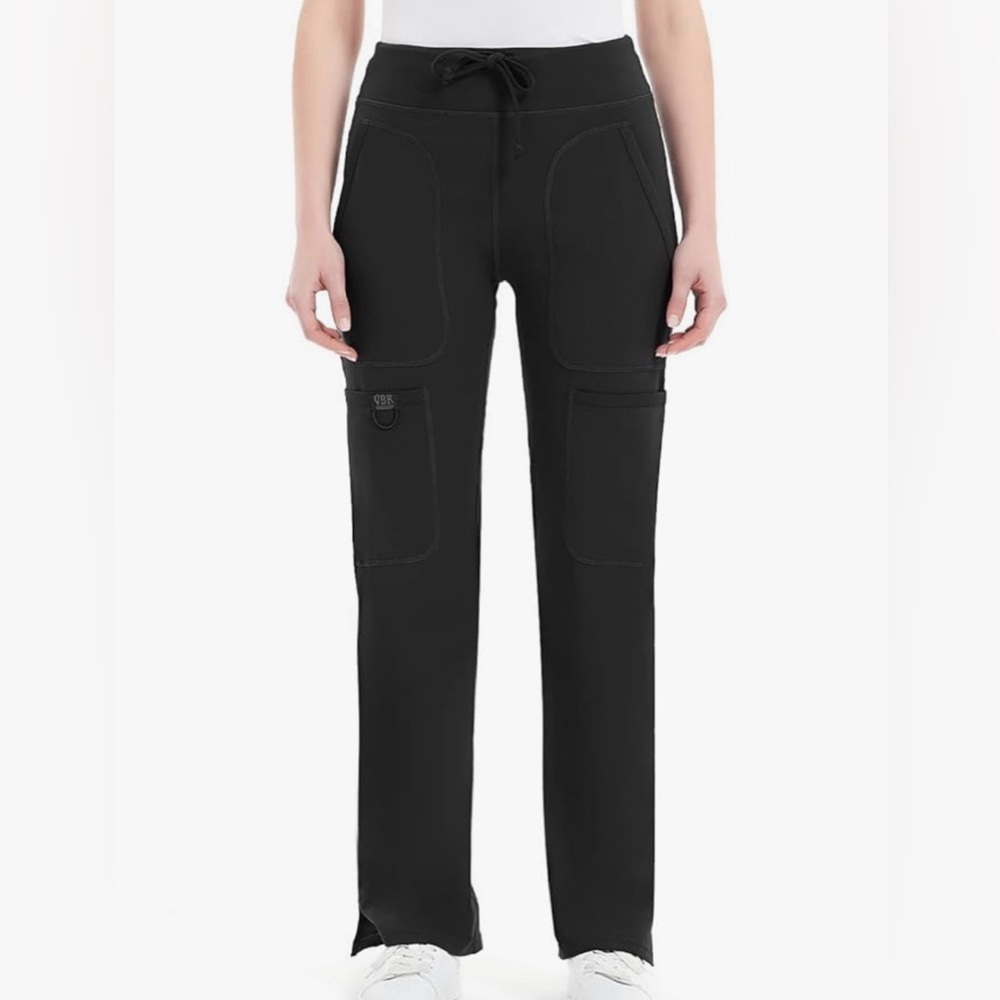 Women's Black Yoga Scrub Pants 5 Pocket Cargo Size 2XL